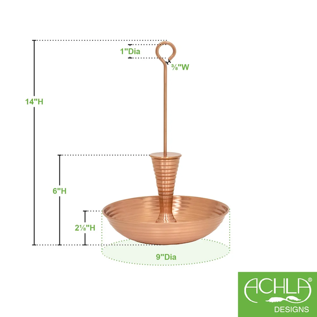 Birdbath - Achla Hanging Droplet Copper-Plated Brass