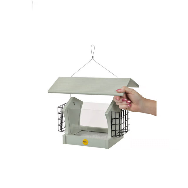 Suet Feeder & Bird Feeder - Hopper w Suet Cages - Green Recycled Plastic