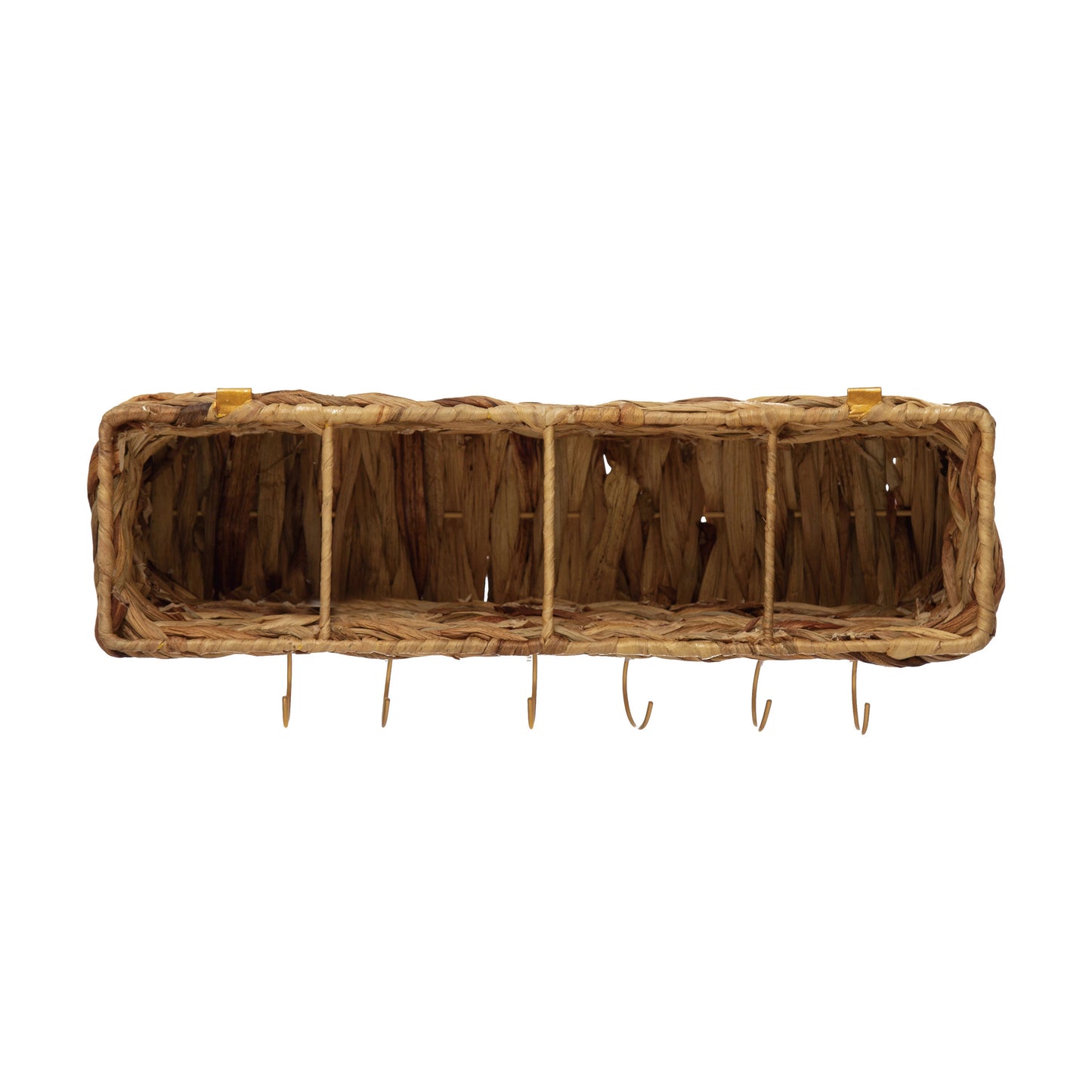 CC Household - Hand-woven Straw & Metal Wall Basket with Hooks