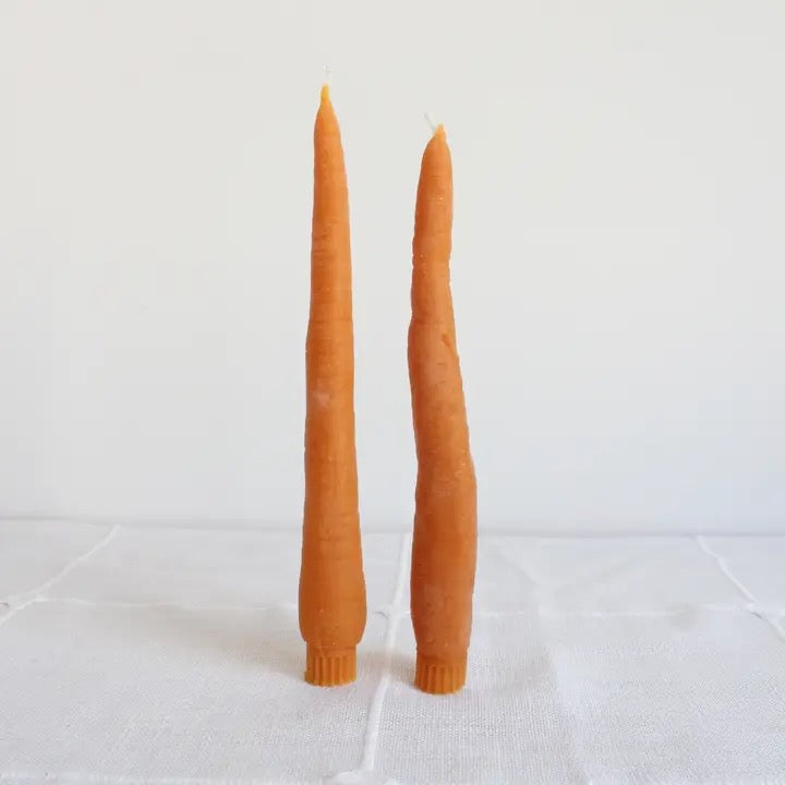 Happy Organics Beeswax Candles - Carrot Pair