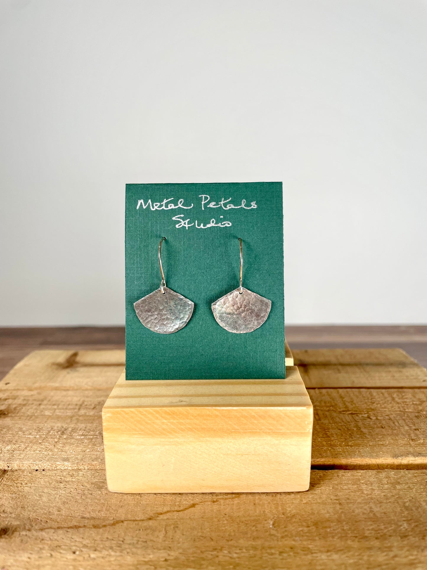 Sterling Silver Earrings - Concave Hammered Fans
