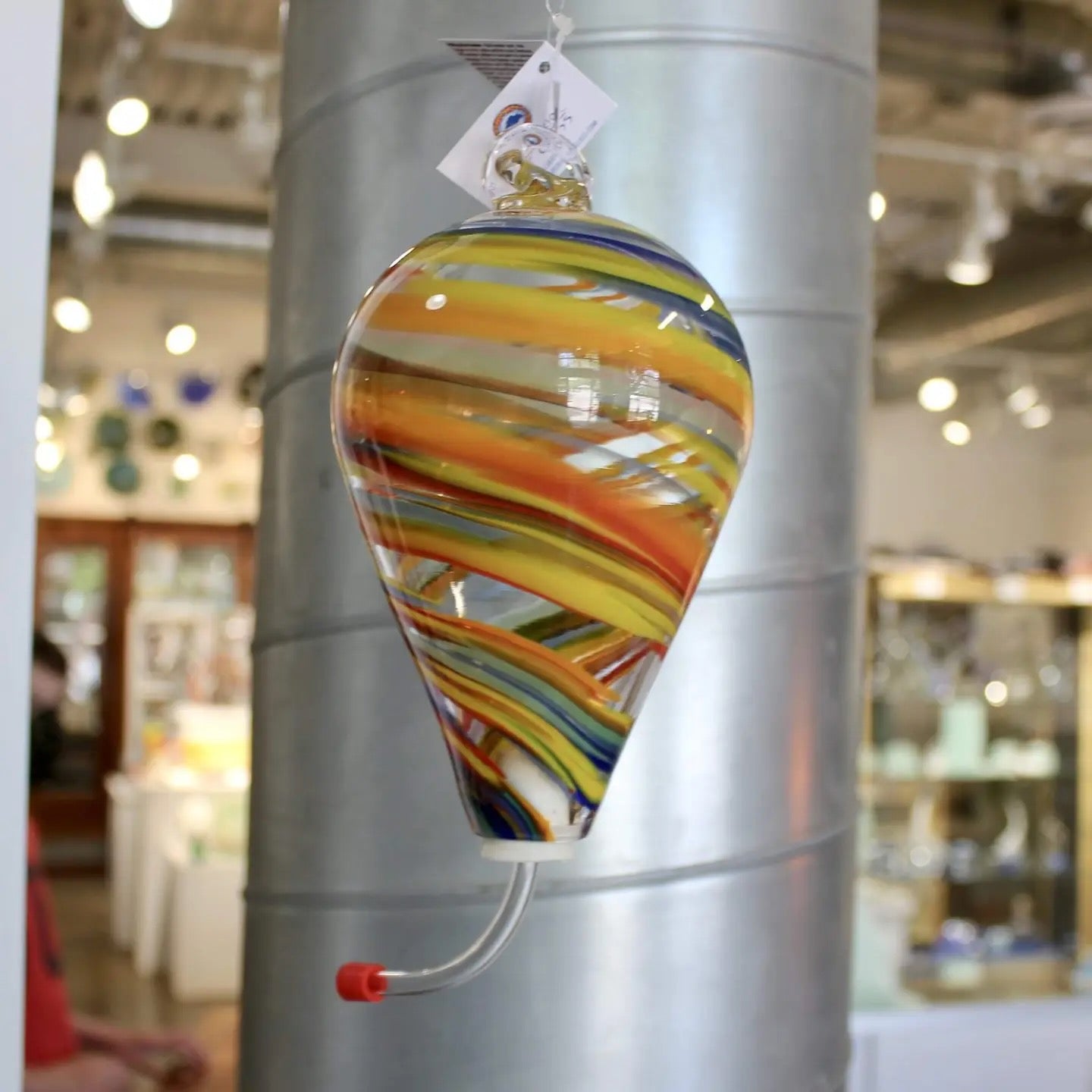 Lake Superior Art Glass Hummingbird Feeder - Standard Size - Blown Glass