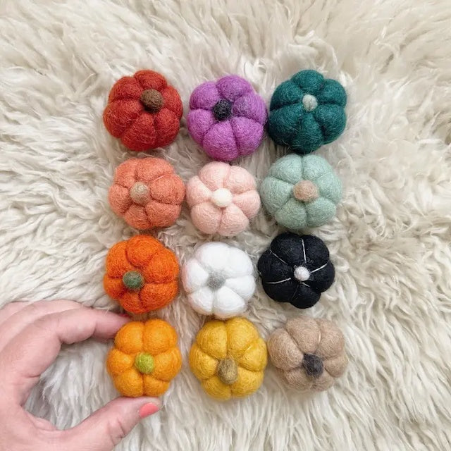 Felted Wool Pumpkin Figurines