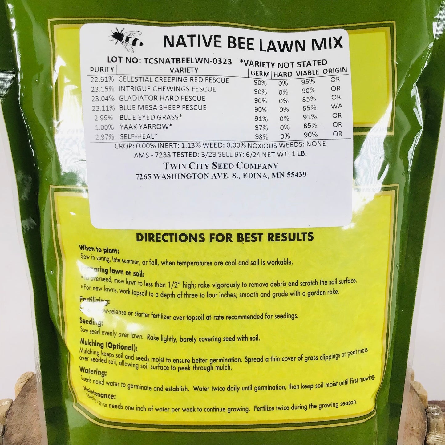 Bee Lawn Mix - Native (includes grass seed) - 1lb (L2L)