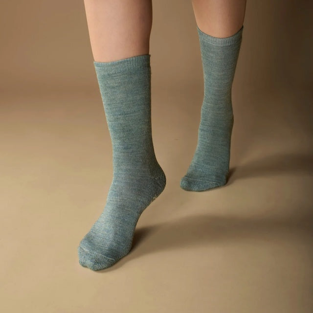 WUAMAN Alpaca Socks - Solid Crew in Mint