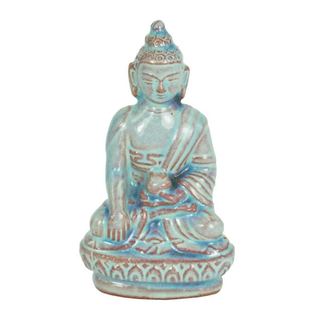 Statue - Earth Buddha - Celadon Blue