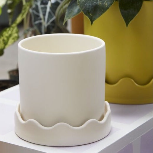 Pissaro Pot with Saucer - White