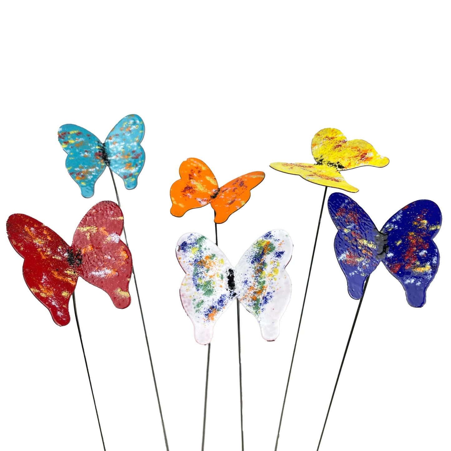 Copper Enamel Butterfly Plant Stake - Medium - Assorted Colors