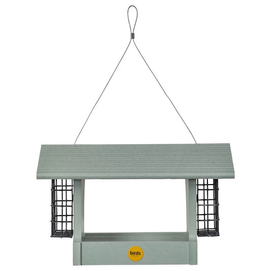 Suet Feeder & Bird Feeder - Hopper w Suet Cages - Green Recycled Plastic