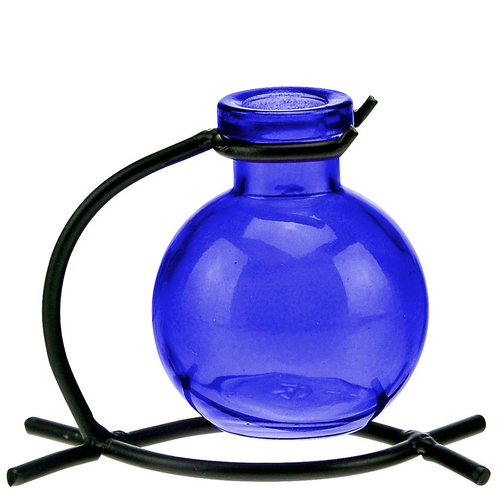 Casablanca Recycled Glass Rooting Vase & Metal Stand