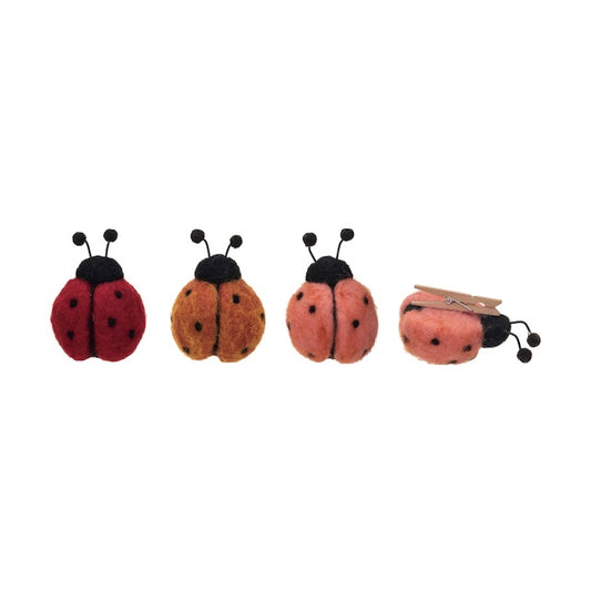 Felted Wool Ladybug Clip-on Ornament - Assorted Colors