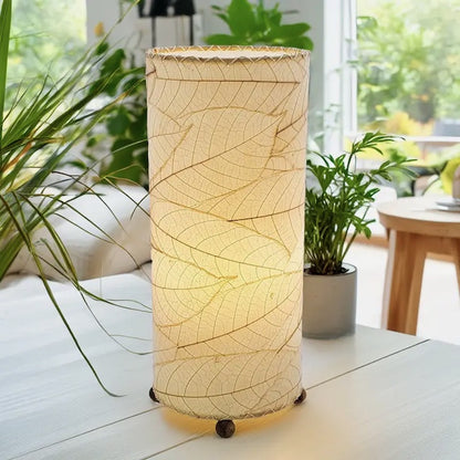 Handmade Indoor Table Lamp - Cocoa Leaf - Natural