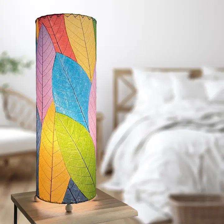 Handmade Indoor Table Lamp - Cocoa Leaf Multicolor