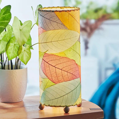 Handmade Indoor Table Lamp - Cocoa Leaf Multicolor