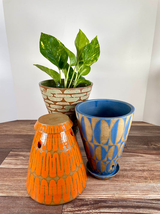 Emma Le Konrad - Patterned Glaze Pots Asst - 6in (Local)