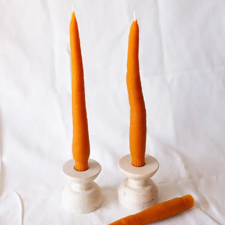 Happy Organics Beeswax Candles - Carrot Pair