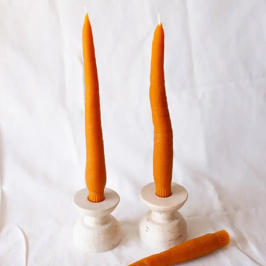Happy Organics Beeswax Candles - Carrot Pair
