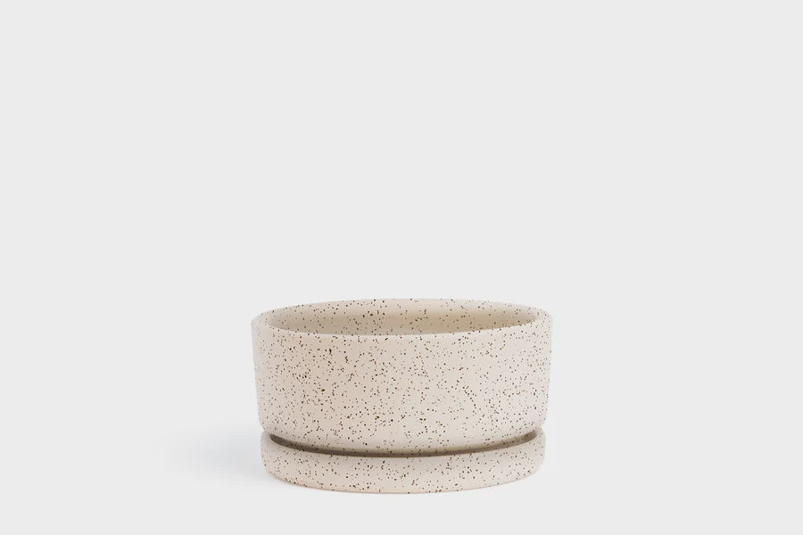 Low Bowl w Saucer - White Sesame