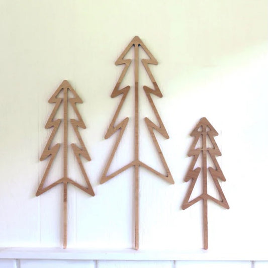 Wooden Scandinavian Wood Trees - Set Three