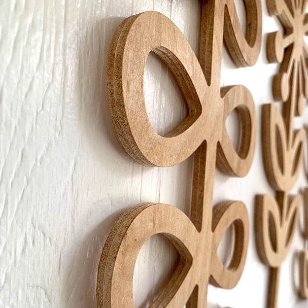 Large Wooden Scandinavian Wall Hangings - Folk Art Flowers