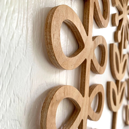 Large Wooden Scandinavian Wall Hangings - Folk Art Flowers