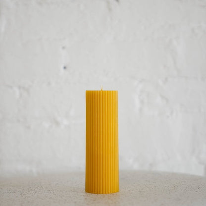 Slow Burn Beeswax Candles - Salt Ribbed Pillar