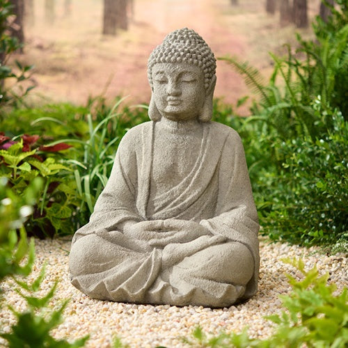 Statue - Unique Stone Double Lotus Meditating Buddha