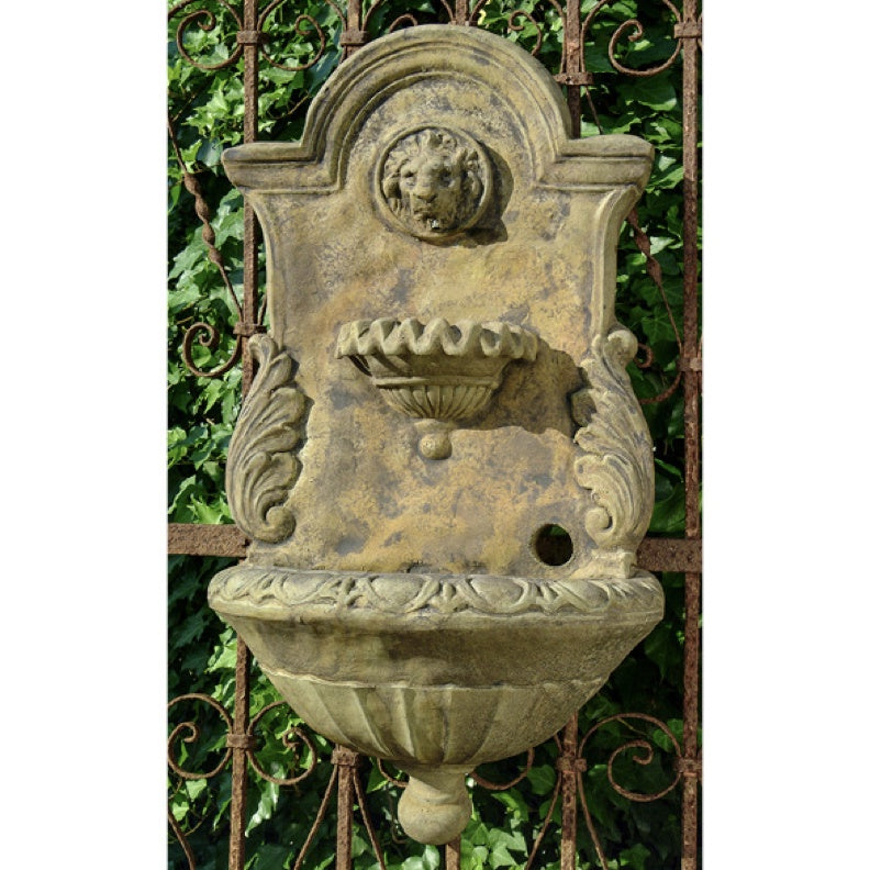Fountain - Unique Stone Lion Wall Fountain - Ancient Age Finish