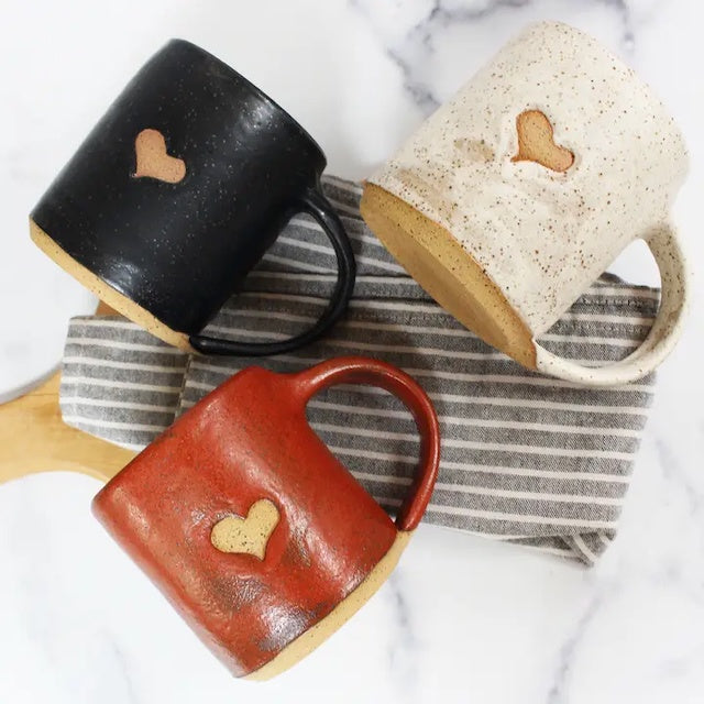 Handmade Stoneware Mugs - All We Need is Love with Heart