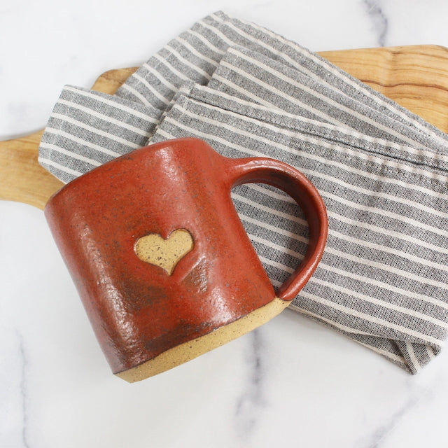 Handmade Stoneware Mugs - All We Need is Love with Heart