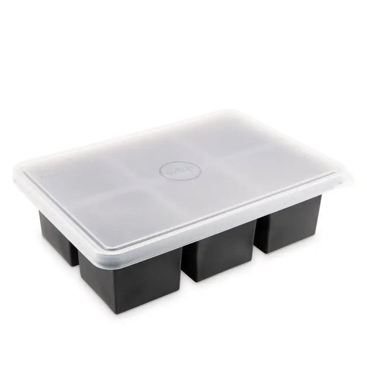 Silicone Cup Cube Food Storage Freezer Trays - Charcoal - 6-Cube