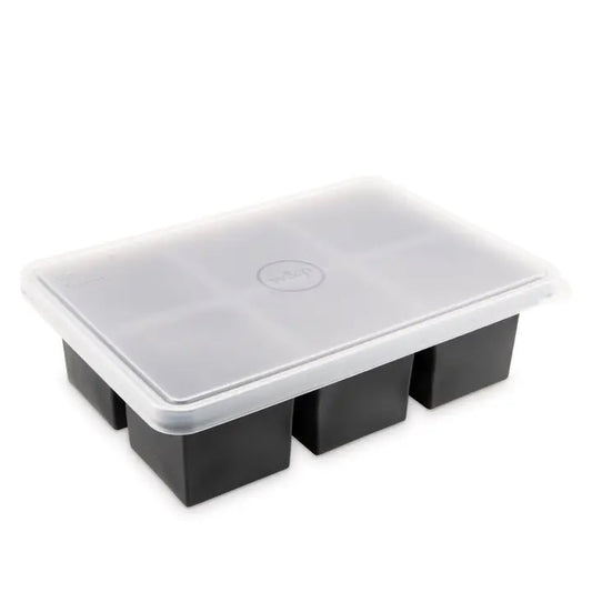 Silicone Cup Cube Food Storage Freezer Trays - Charcoal - 6-Cube