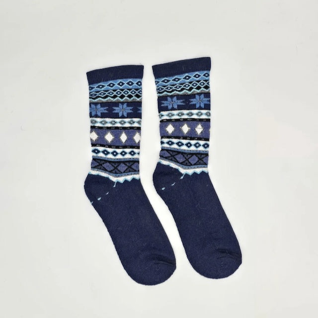 WUAMAN Alpaca Socks - Nordic Star in Navy