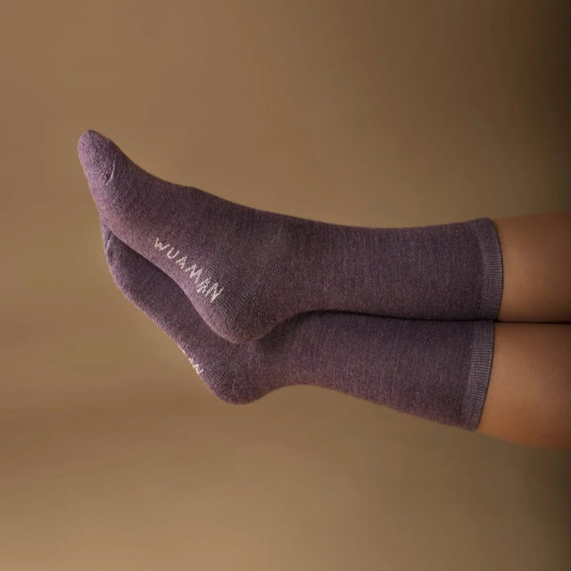 WUAMAN Alpaca Socks - Solid Crew in Lilac Purple