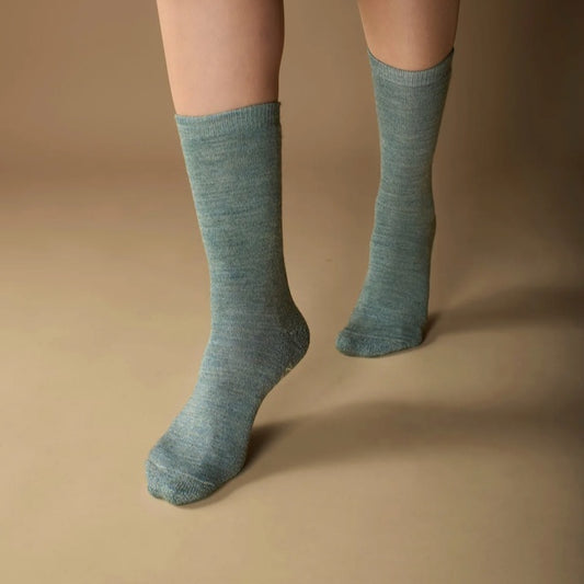 WUAMAN Alpaca Socks - Solid Crew in Mint