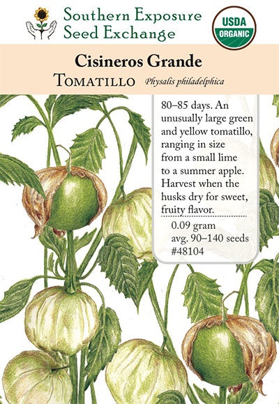 Tomatillo 'Cisineros Grande' - Southern Exposure Seed Exchange - Organic