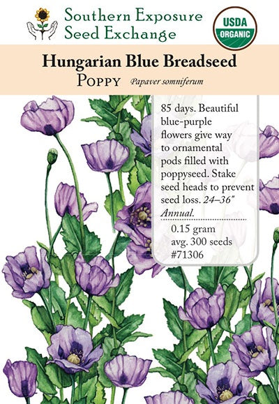 Poppy ' Hungarian Blue Breadseed' - Southern Exposure Seed Exchange - Organic