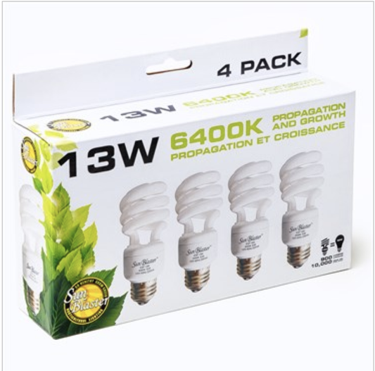 Sunblaster 13W CFL 6400K Lightbulb 4pk