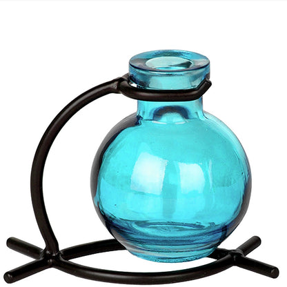 Casablanca Recycled Glass Rooting Vase & Metal Stand