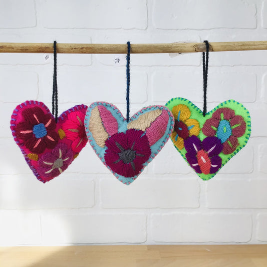 Corazon Embroidered Heart Ornament