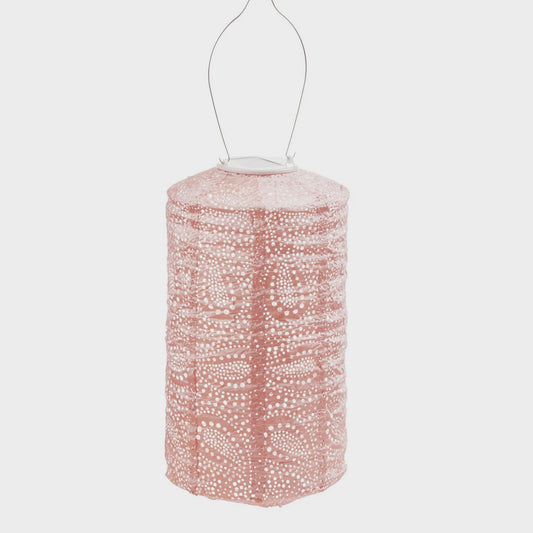 Indoor/Outdoor LED Lantern - Cylinder Paisley - Pink