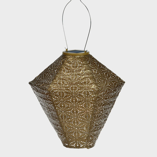 Indoor/Outdoor LED Lantern - Diamond Sashiko - Gold