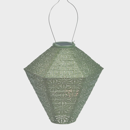 Indoor/Outdoor LED Lantern - Diamond Sashiko - Light Green