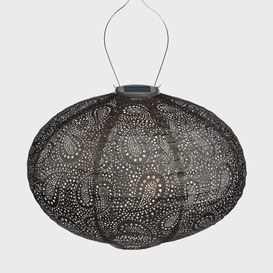 Indoor/Outdoor LED Lantern - Oval Paisley - Taupe