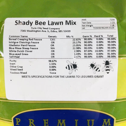 Bee Lawn Mix - Shady (includes grass seed) - 1 lb